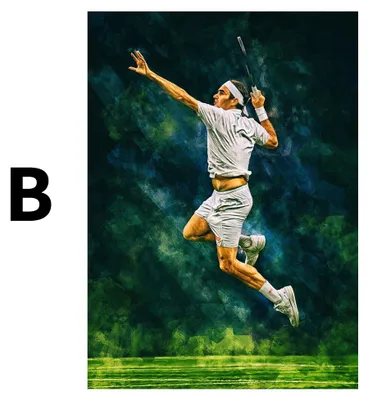 Produktbild von Poster Tennis Spieler Roger Federer · Geschenkidee · Deko Print ohne Rahmen · Motiv B · 40 × 60 cm