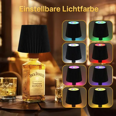 Produktbild von LED Flaschenlampe Dimmbare Tischleuchte, IP54 Kabellose Touch Flaschenlampe, 4000 mAh mit RGB Kreative Flaschenlichter für Innen