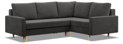 Produktbild von BLANK - Rechts Ecksofa mit Schlaffunktion, Wendekissen, Otomane, Bettkasten, Grau