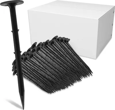 Produktbild von 200-1000 sada kotiev do zeme, d. 160 mm, plastové kolíky do zeme, upevnenie na záhradné rúno, rúno proti burine, čierne, stanové kolíky - 200 ks