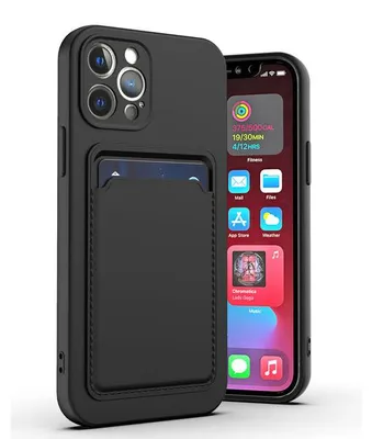 Produktbild von Hülle für iPhone 14 Pro 15 Pro Silikon-Kartenhalterschutz in Schwarz