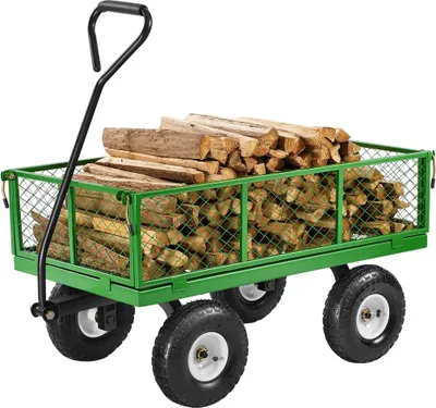 Obrázok produktu pre Oceľový záhradný vozík s nosnosťou 900 libier, ťažký vozík s 10-palcovými pneumatikami