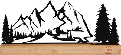 Produktbild von UNUS Deko Aufsteller Tischdeko Berg Motiv aus Metall und Holz in schwarz