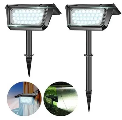 Zdjęcie produktu dla Reflektor solarny ogrodowy 30 LED ciepła biel zewnętrzny 2 szt.