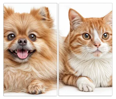 Produktbild von Spritzschutz Herdabdeckplatte Schneidebrett aus Glas Hund und Katze 2-Teilig (60x52cm)