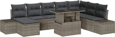 Obrázok produktu pre vidaXL Záhradná sedacia súprava s úložným priestorom 9 ks Grey Poly Rattan