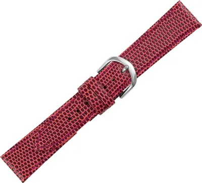 Produktbild von Minott Uhrenarmband Eidechseoptik rot Leder Ton in Ton Naht Verlauf, Stegbreite:18mm, Schließe:Silbern