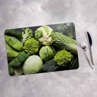 Produktbild von Tischset 4x45x30 cm Platzset Tischmatte Platzmatte Untersetzer - Brokkoli Wirsing Kohl