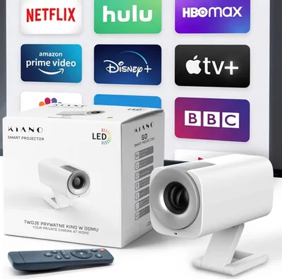 Produktbild von Mini Beamer KIANO GO tragbarer weiß Android WiFi 5GHz HD 720p 200 ANSI bis 128'' Smart Projektor Netflix YouTube Bluetooth HDMI