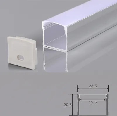 Produktbild von 2m LED Aufputz-Profil Alu Schiene Kanal System für LED-Streifen Milchglas Abdeckung Extra Breit und tief Profil Y