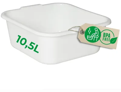 Produktbild von Novaliv Spülschüssel eckig 10,5L, 34x34 cm, Weiß, BPA-frei & Spülmaschinenfest – Ideal für Küche und Camping, Wanne, Große Plastikschüssel, Waschschüssel eckig, Waschwanne, Abwaschschüssel