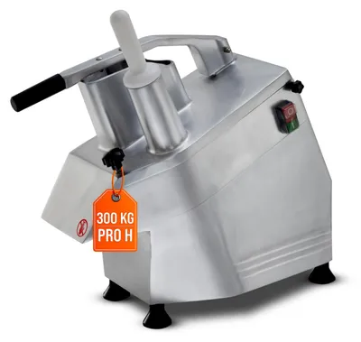 Produktbild von GastroHero Gemüseschneider I Elektrischer Gemüseschneider I 300 kg/h Leistung I 5 Scheiben Ø 2-7 mm I Aluminium I Gemüse-Cutter für Gastronomie