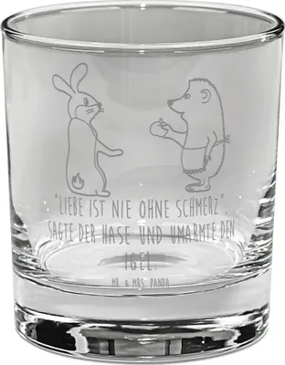 Produktbild von Mr. & Mrs. Panda Tumbler Hase Igel - Transparent - Geschenk, Glas, und, Old Fashioned, Rocks, Herzschmerz, Trösten, Gute Laune, Trennungsschmerz, Whiskyglas, Whiskey