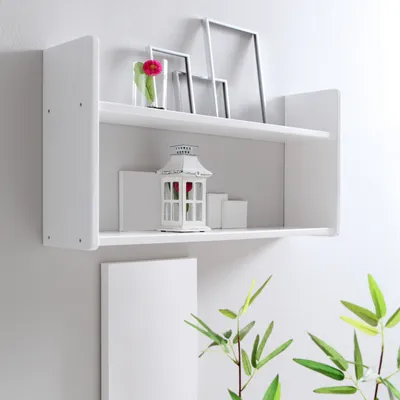 Produktbild von Wandregal Kiefer massiv weiß lackiert verschiedene Größen, Größe:B90 / H45 / T20 cm