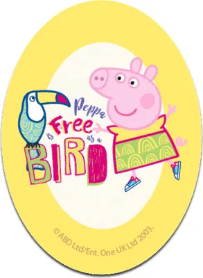 Produktbild von Peppa Wutz © Oval Free As A Bird - Aufnäher, Bügelbild, Aufbügler, Applikationen, Patches, Flicken, Zum Aufbügeln, Größe: 11 x 8 cm