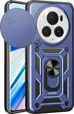 Image de Etui pour Honor Magic5 Pro, étui en silicone TPU avec anneau de support, protection de l'appareil photo Bleu