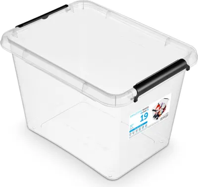 Immagine prodotto di Contenitore in plastica con coperchio, scatola organizer richiudibile per vestiti, 19 L
