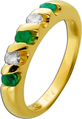 Produktbild von Smaragdring Gold 585 14K grüne Edelsteine 0.20ct Brillanten 0.12ct 16