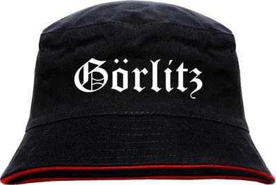 Produktbild von Görlitz Anglerhut - Altdeutsche Schrift - Schwarz-Roter Fischerhut L/XL SchwarzRot