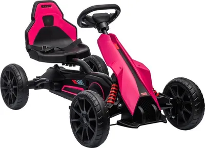 Image de Fortuna Lai Go-Kart, véhicule pour enfants avec siège réglable, véhicule à pédales, voiture à pédales avec frein à main, 3-8 ans, extérieur, rose