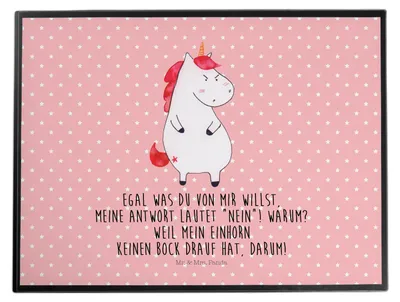 Produktbild von Mr. & Mrs. Panda schreibauflage Einhorn Wut - Rot Pastell - Geschenk, malunterlage, schreibtischunterlage, Unicorn, Nein, Schreibunterlage, Arbeit, Unterlage Schreibtisch