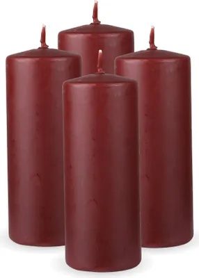Zdjęcie produktu dla HS Candle świece filarowe 4-pak "Brown", rozmiar Ø7 x 16 cm, świece woskowe o długim czasie palenia do 50 godzin - bezzapachowe świece filarowe - wiele kolorów/rozmiarów
