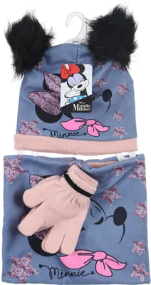 Produktbild von Minnie Mouse Kinder Winter Set 3 tlg. Mütze, Handschuhe und Schal Mädchen                           , Farbe:Lila, Größe:54
