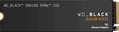 A close-up, top-down view of a Western Digital Black SN8100 NVMe SSD.
