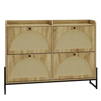 Produktbild von Schuhschrank mit 4 Klappen, einstellbarer Schuhregal, schmaler, Schuhschrank schmal, Schuhregal Schuhkipper, Diele Flur