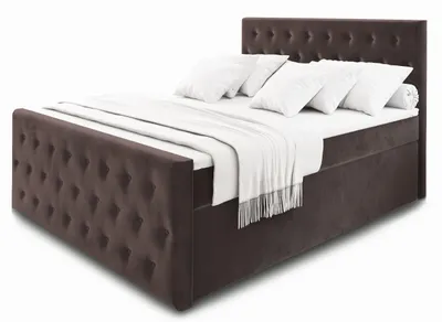 Produktbild von Masseno Boxspringbett FONDI 180x200 cm Komplett-Set mit Bonell Matratze und Topper, Polsterbett mit Bettkästen -Braun, CASABLANCA 08