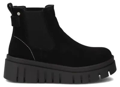 Produktbild von Plateau-Stiefeletten DBT726625BK, 5,5 cm geriffeltes Plateau, 12 cm Schafthöhe, Schlupfdesign