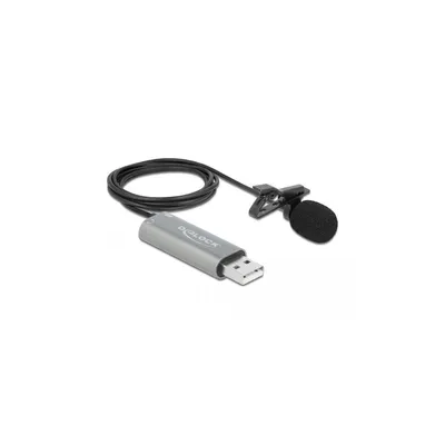 Produktbild von Delock USB Krawatten Lavalier Mikrofon Omnidirektional 24 Bit / 192 kHz mit Clip und 3,5 mm Stereoklinken-Kopfhöreranschluss