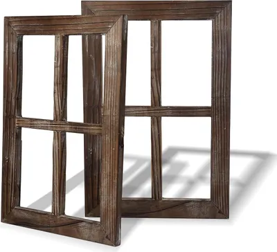 Produktbild von Rustikale Holzfensterdeko für Zuhause oder Garten, 2 Stück, 11x15,8 Zoll