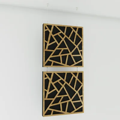 Immagine prodotto di Confezione da 2 — Pannelli acustici decorativi sospesi | 100 x 50 cm | Divisori sospesi | Pannelli fonoassorbenti modulari | SKYROSS | Rovere