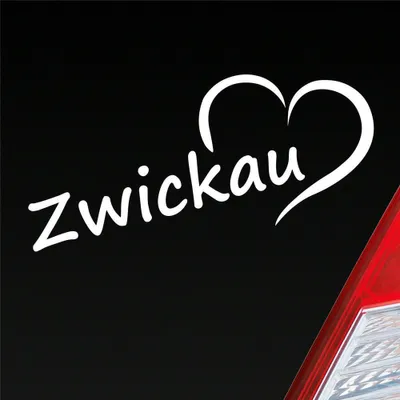 Produktbild von Auto Aufkleber Zwickau Herz Stadt City Liebe Love Heimat 19x8 cm Weiss Glanz Sticker Heckscheibenaufkleber
