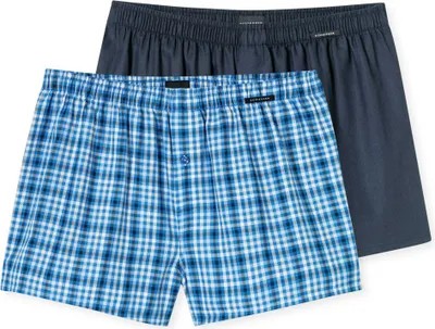 Produktbild von SCHIESSER Herren Web-Boxershorts, 2er Pack - We, Unterhose, Baumwolle Hellblau 2XL
