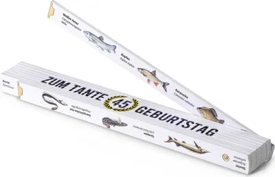 Produktbild von Geschenkidee für Tante-Anglerin: 2m Zollstock mit "Petri Heil" und 30 Fischfotos
