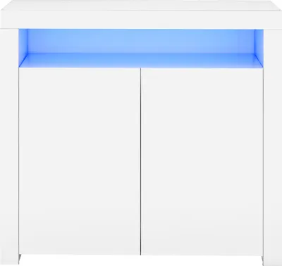 Produktbild von Merax Kommode Hochglanz Sideboard mit LED-Belechtung und 2 Türen, Weiß