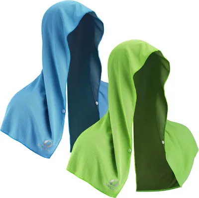 Produktbild von Famanu Kühlhandtuch 2er Pack - Schnell trocknend - Absorbierend - Mikrofaser - Weiche Nackenwickel - Blau/Grün