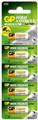 Produktbild von GP Batteries High Voltage 23A, Einwegbatterie, Alkali, 12 V, 5 Stück(e), Mehrfarbig, Sichtverpackung
