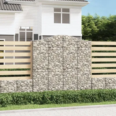 Produktbild von The Living Store Gabionen mit Hochbogen 2 Stk. 200x50x200/220cm Verzinktes Eisen