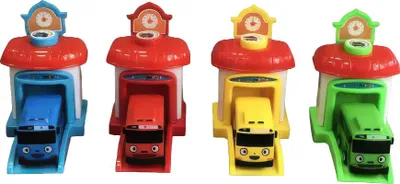 Produktbild von Set mit 4 RESTEQ-Bussen, bunte Tajez mit Augen wie aus einem Märchen, Tayo-Hit
