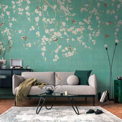 Obrázek produktu pro Profhome 399211-GU Netkaná tapeta květiny modrá krémová bílá béžová šedá 3,71 m x 2,8 m