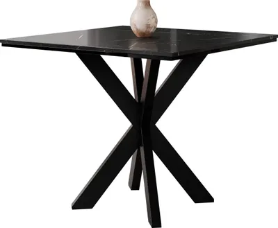 Produktbild von MIRJAN24 Esstisch Paro, Design Tisch, Stilvoll Esszimmertisch, Esszimmer (Farbe: Marmor Black Royal / Schwarz Hochglanz + Schwarz)