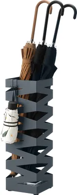 Produktbild von SONGMICS Ø 15,5 x49cm Schirmständer 2 Haken Metall Regenschirm Wasserauffangschale Anthrazit werdern verschenkt rechteckig LUCDE016G01