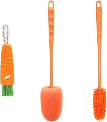 Zdjęcie produktu dla Zestaw plastikowych szczotek do czyszczenia butelek z długą rączką – 3 sztuki