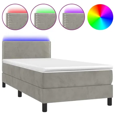 Immagine prodotto di vidaXL Letto boxspring con materasso e LED grigio chiaro 80x200 cm velluto