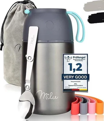 Produktbild von Famanu Thermobehälter 650 ml - Edelstahl-Isolierbehälter für warme Speisen, Babybrei, Suppe, Obst