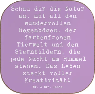 Produktbild von Mr. & Mrs. Panda Tassenuntersetzer Spruch Kreativität im Leben - Lavendeltraum - Geschenk, Inspiration, Tischschoner, Untersetzer für Gläser, Tischuntersetzer, Coaster