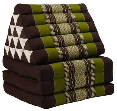 Obrázok produktu pre Jemný ázijskýživot Thajský vankúš trojuholníkový vankúš 3 vankúšiky kapok výplň XL 54x180x6cm zelený thajský vankúš meditačná podložka matrac kapok 301-J02